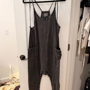 Free People Washed Black Wide Leg Jumpsuit